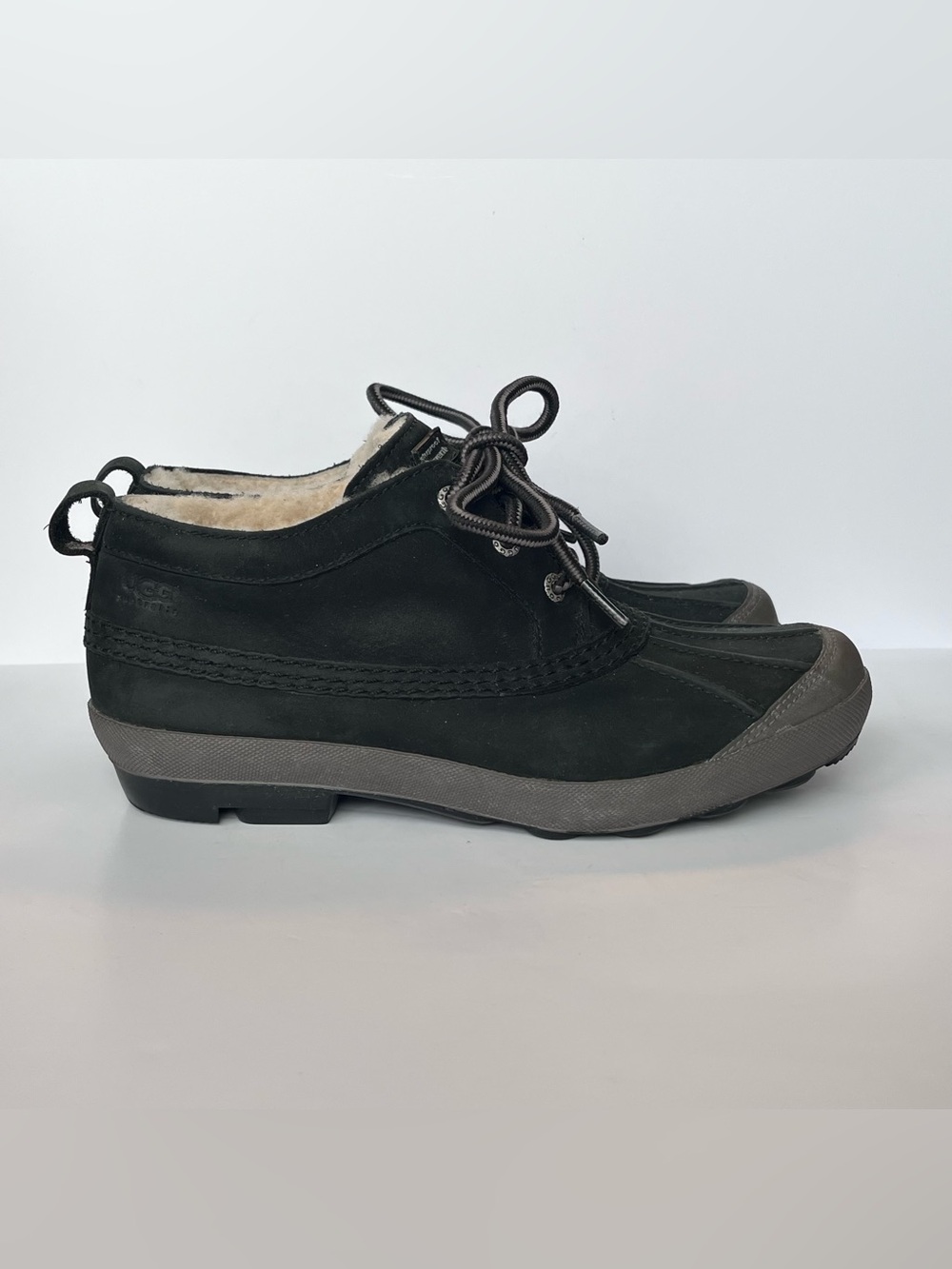 UGG Australia Magpie Duck Shoes Black Suede Shearling Boots Women's 8.5
